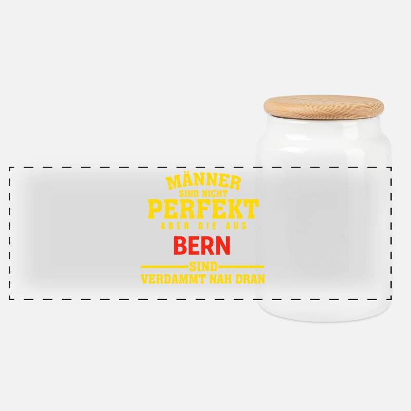 Bern Männer Nah Dran T-Shirt - Panorama Keksdose mit Holzdeckel - Weiß