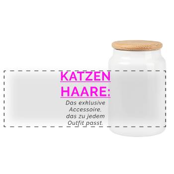 KATZENHAARE - Accessoire das zu jedem Outfit passt - Panorama Keksdose mit Holzdeckel - Weiß - Vorne
