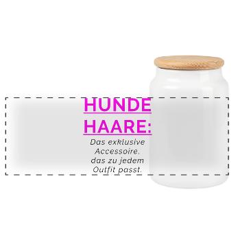 HUNDEHAARE - Accessoire das zu jedem Outfit passt. - Panorama Keksdose mit Holzdeckel - Weiß - Vorne