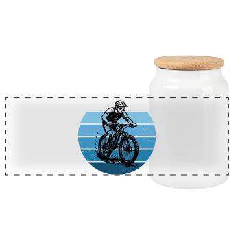 Direct Mountain Bike Statement - Panoramic Cookie Jar with Wooden Lid - white - Front