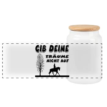 horses - Panoramic Cookie Jar with Wooden Lid - white - Front