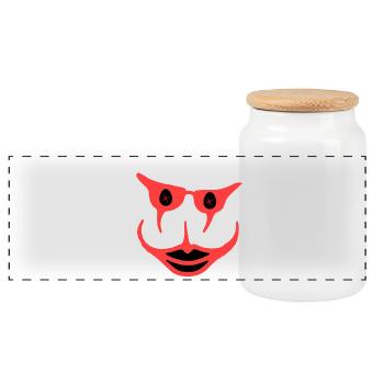 Drôle - Boîte à biscuits avec couvercle en bois - blanc - Devant