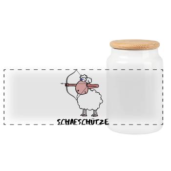 Sagittarius Sagittarius Zodiac sign Sheep - Panoramic Cookie Jar with Wooden Lid - white - Front
