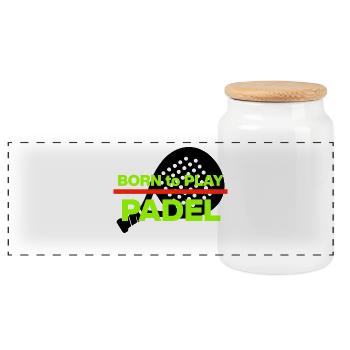 BORN TO PADEL! SMASH IT, PADEL ADDICTED - Panoramic Cookie Jar with Wooden Lid - white - Front