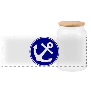 Anchor icon - Panoramic Cookie Jar with Wooden Lid - white - Front