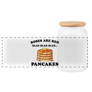 Roses are red – Pancakes Lover - Panoramic Cookie Jar with Wooden Lid - white - Front