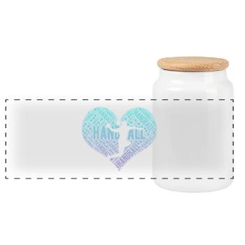 Handball Player Heart - Panoramic Cookie Jar with Wooden Lid - white - Front
