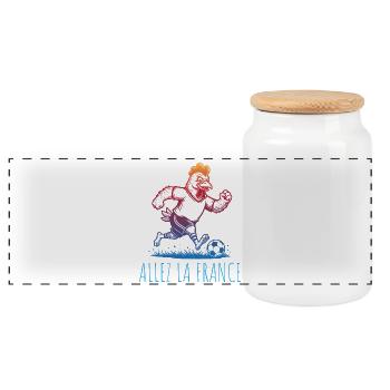 Allez la France Football Hahn - Boîte à biscuits avec couvercle en bois - blanc - Devant