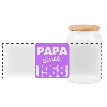 Papa 1968 - Panorama Keksdose mit Holzdeckel - Weiß - Vorne