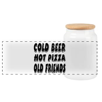 Beer - Panoramic Cookie Jar with Wooden Lid - white - Front