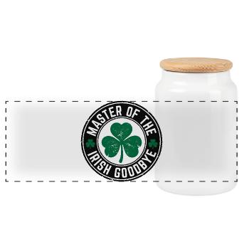 Master of the Irish Goodbye - Panoramic Cookie Jar with Wooden Lid - white - Front