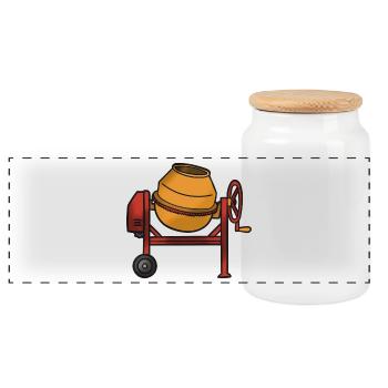 Illustration de dessins animés de bétonnière - Boîte à biscuits avec couvercle en bois - blanc - Devant