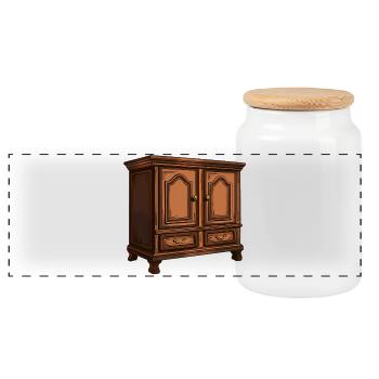 Illustration vintage d’armoire en bois - Boîte à biscuits avec couvercle en bois - blanc - Devant