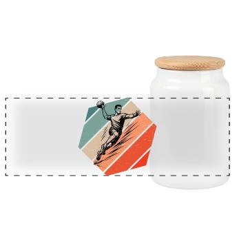 Motif de handball minimaliste pour hommes - Boîte à biscuits avec couvercle en bois - blanc - Devant