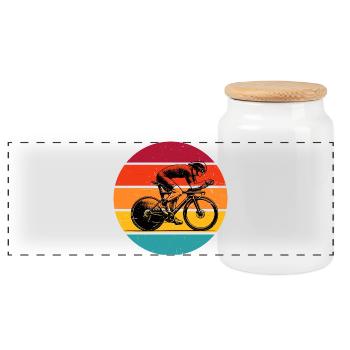 Ein Must Have für echte Rennrad - Panorama Keksdose mit Holzdeckel - Weiß - Vorne