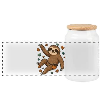 Chemise drôle de bloc avec paresseux - Boîte à biscuits avec couvercle en bois - blanc - Devant