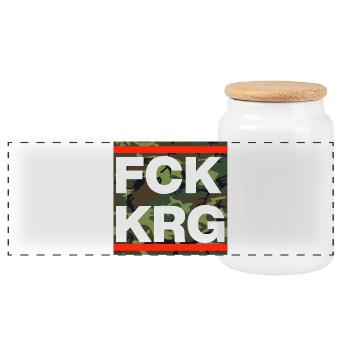 FCK KRG ! MERDE LA GUERRE CONTRE LA HAINE ET LA PAIX SOUFFRANTE - Boîte à biscuits avec couvercle en bois - blanc - Devant