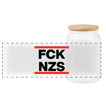 FCK NZS! STATEEMEENT GEGEN NEONAZIS FÜR BUNTES DE - Panoramic Cookie Jar with Wooden Lid - white - Front