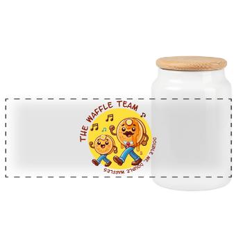 Team Waffle - Panorama Keksdose mit Holzdeckel - Weiß - Vorne