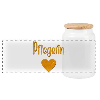 Nurse Heart - Panoramic Cookie Jar with Wooden Lid - white - Front