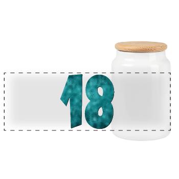 Number Eighteen - 18th Birthday - Panoramic Cookie Jar with Wooden Lid - white - Front
