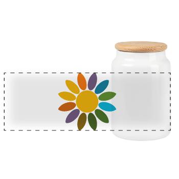 Colorful Flower Color Wheel Retro Flower Design - Panoramic Cookie Jar with Wooden Lid - white - Front
