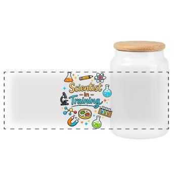 Jeune scientifique en formation - Boîte à biscuits avec couvercle en bois - blanc - Devant