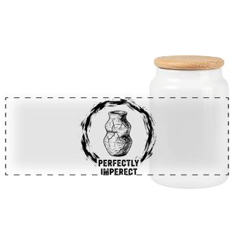 Perfectly Imperfect Vase - Panoramic Cookie Jar with Wooden Lid - white - Front