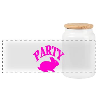 Party - Panoramic Cookie Jar with Wooden Lid - white - Front