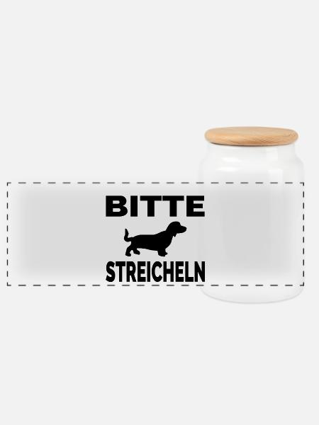 Dackel - Panorama Keksdose mit Holzdeckel - Weiß
