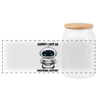 Snack Bot Küchenfreund - Panoramic Cookie Jar with Wooden Lid - white - Front