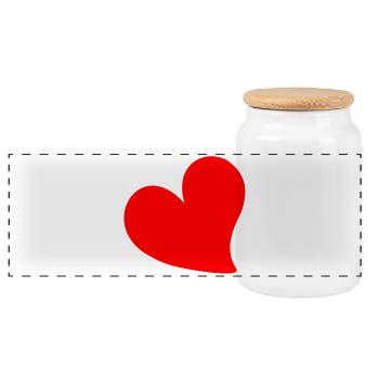HEART VALENTINES DAY - Panoramic Cookie Jar with Wooden Lid - white - Front
