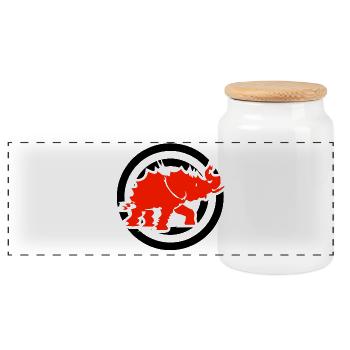 elephant - Panoramic Cookie Jar with Wooden Lid - white - Front