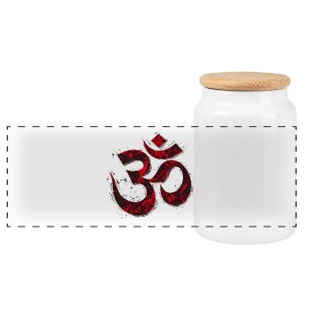 Om Symbol Spiritual Yoga Vintage Red - Boîte à biscuits avec couvercle en bois - blanc - Devant