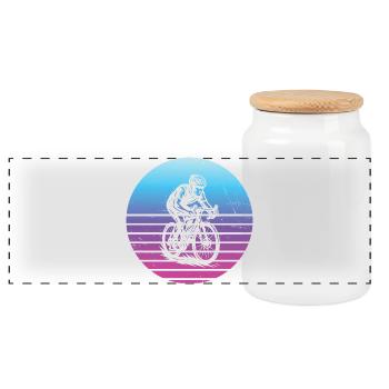 Un motif réservé aux vélos de route - Boîte à biscuits avec couvercle en bois - blanc - Devant
