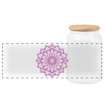 Mandala - Panorama Keksdose mit Holzdeckel - Weiß - Vorne