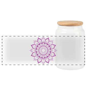 Mandala - Boîte à biscuits avec couvercle en bois - blanc - Devant