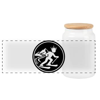 Ski King Skiing - Panoramic Cookie Jar with Wooden Lid - white - Front