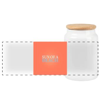 Sun of a Beach – Cheeky Summer Design - Panoramic Cookie Jar with Wooden Lid - white - Front