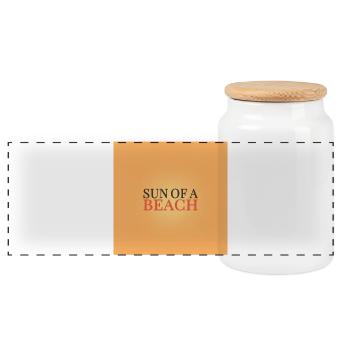 Sun of a Beach – Vintage Sunset Style - Panoramic Cookie Jar with Wooden Lid - white - Front