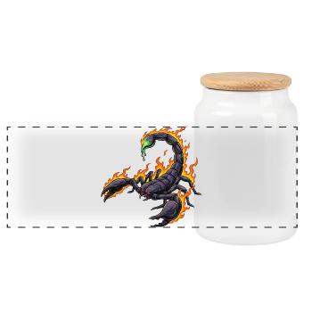 Scorpion au feu - Boîte à biscuits avec couvercle en bois - blanc - Devant