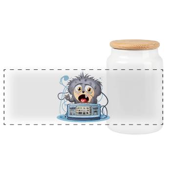 Cuddly Monster Boombox - Panoramic Cookie Jar with Wooden Lid - white - Front