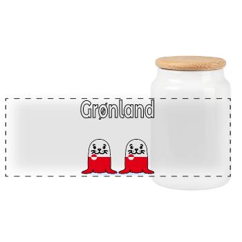 Greenland seal marine mammal - Panoramic Cookie Jar with Wooden Lid - white - Front