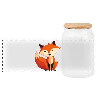 Adorable little fox, sweet child illustration - Panoramic Cookie Jar with Wooden Lid - white - Front