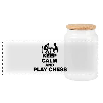 RESTE CALME ET JOUE AUX ÉCHECS ! FANS D’ÉCHECS BLANC - Boîte à biscuits avec couvercle en bois - blanc - Devant