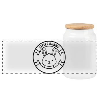 Little Bunny Hase Logo Abzeichen Süß - Panorama Keksdose mit Holzdeckel - Weiß - Vorne