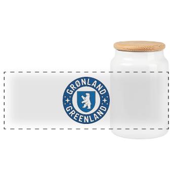Greenland - T-shirt à badge circulaire - Boîte à biscuits avec couvercle en bois - blanc - Devant