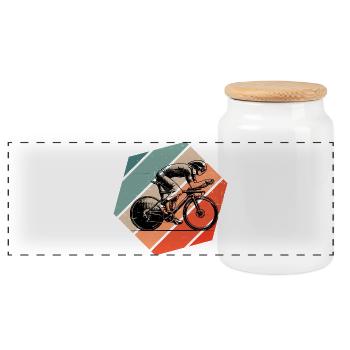 Road bike illustration for road bike - Panoramic Cookie Jar with Wooden Lid - white - Front