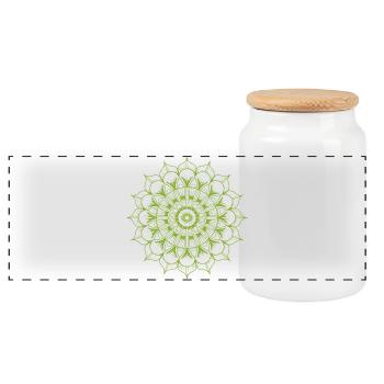 Mandala - Panorama Keksdose mit Holzdeckel - Weiß - Vorne
