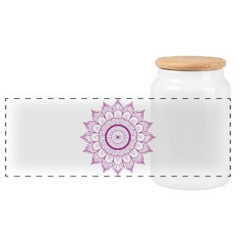 Mandala - Panorama Keksdose mit Holzdeckel - Weiß - Vorne